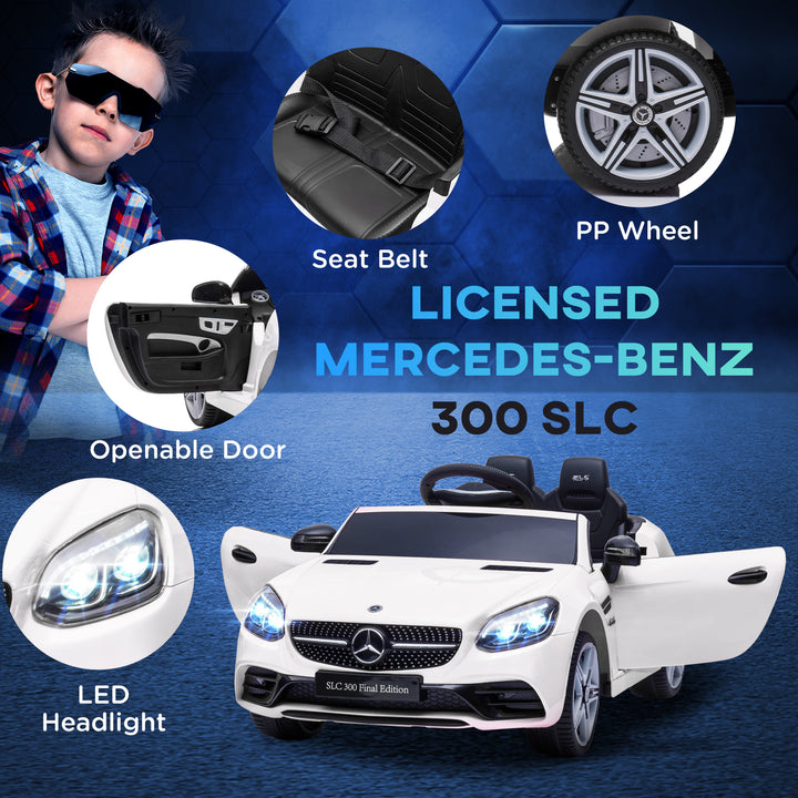 Mercedes Benz SLC 300 Licensed 12V Kids Electric Ride On Car w/ Parental Remote Two Motors Music Suspension Wheel for 3-6 Year