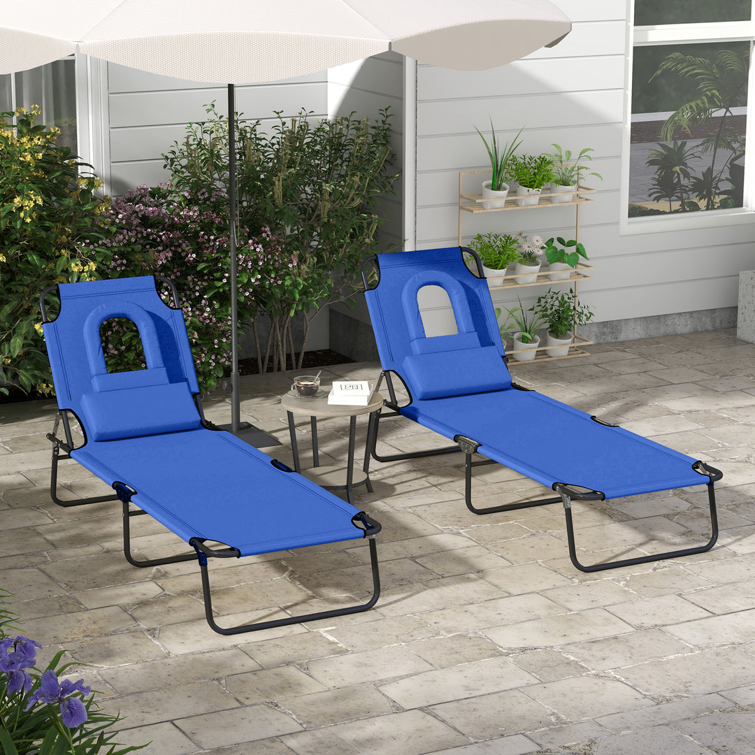 Outdoor Foldable Sun Lounger Set of 2