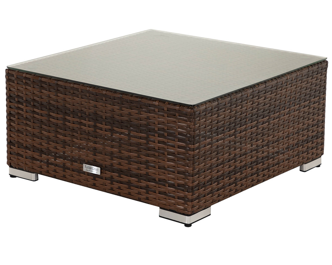 Rattan Garden Ottoman / Coffee Table in Brown - Florida - Rattan Direct