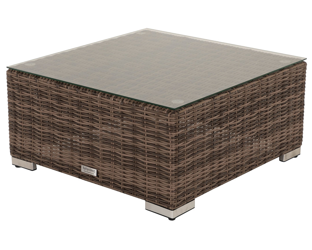 Rattan Garden Ottoman / Coffee Table in Truffle Brown & Champagne - Florida - Rattan Direct