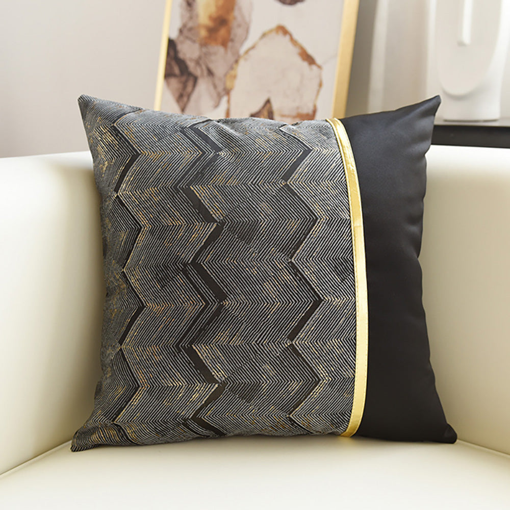 450mm x 450mm Modern Black & Gold Throw Pillow Cover Silk Cushion Protector