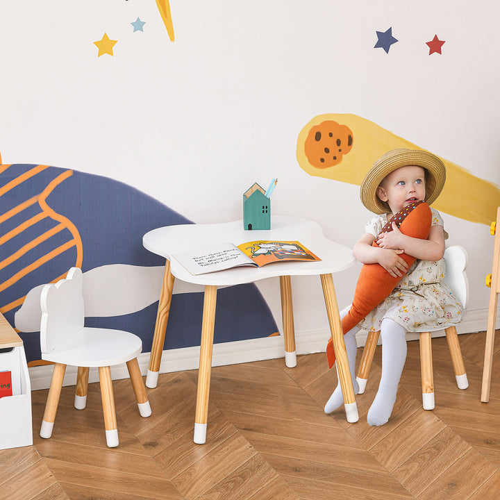 3 Piece Kids Table and Chair Set with 2 Bear-shaped Chairs