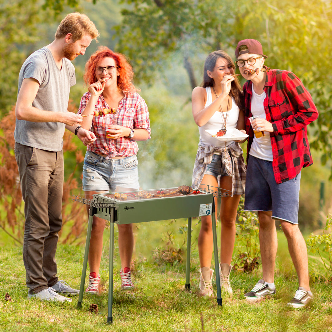 Portable Charcoal Barbecue Grill w/ Seasoning Baskets