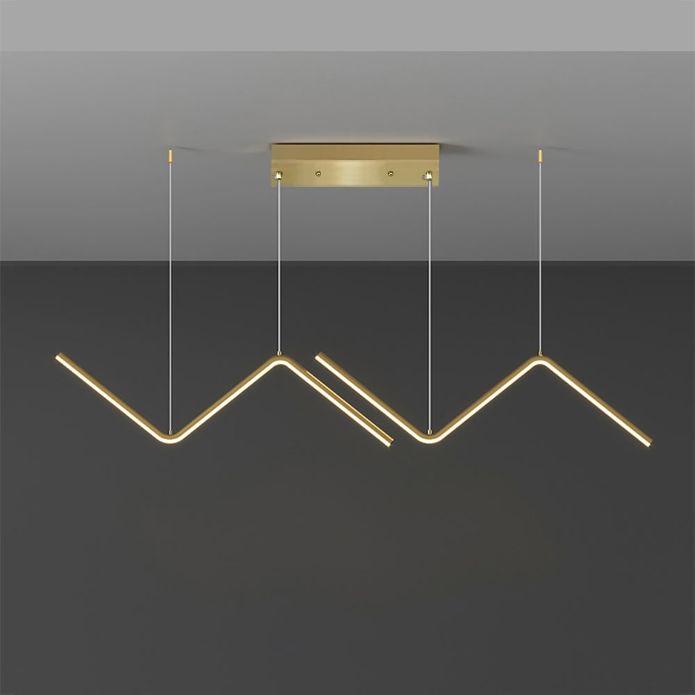 Minimalist Gold LED Island Light Fixture 2-Light Geometric kitchen Pendant Light