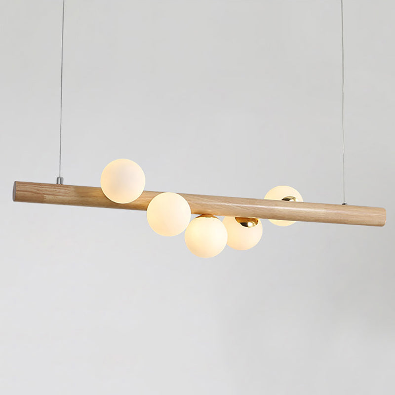 Linearc Modern Linear Pendant Light Glass Globe 5-Light Kitchen Island Light