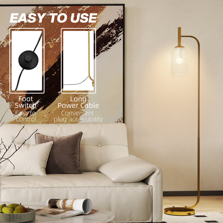 Floor Lamp for Living Room with Glass Lampshade