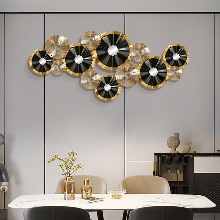 Creative Luxury Multi-round Metal Wall Decor Home Hanging Art Multi-color Living Room