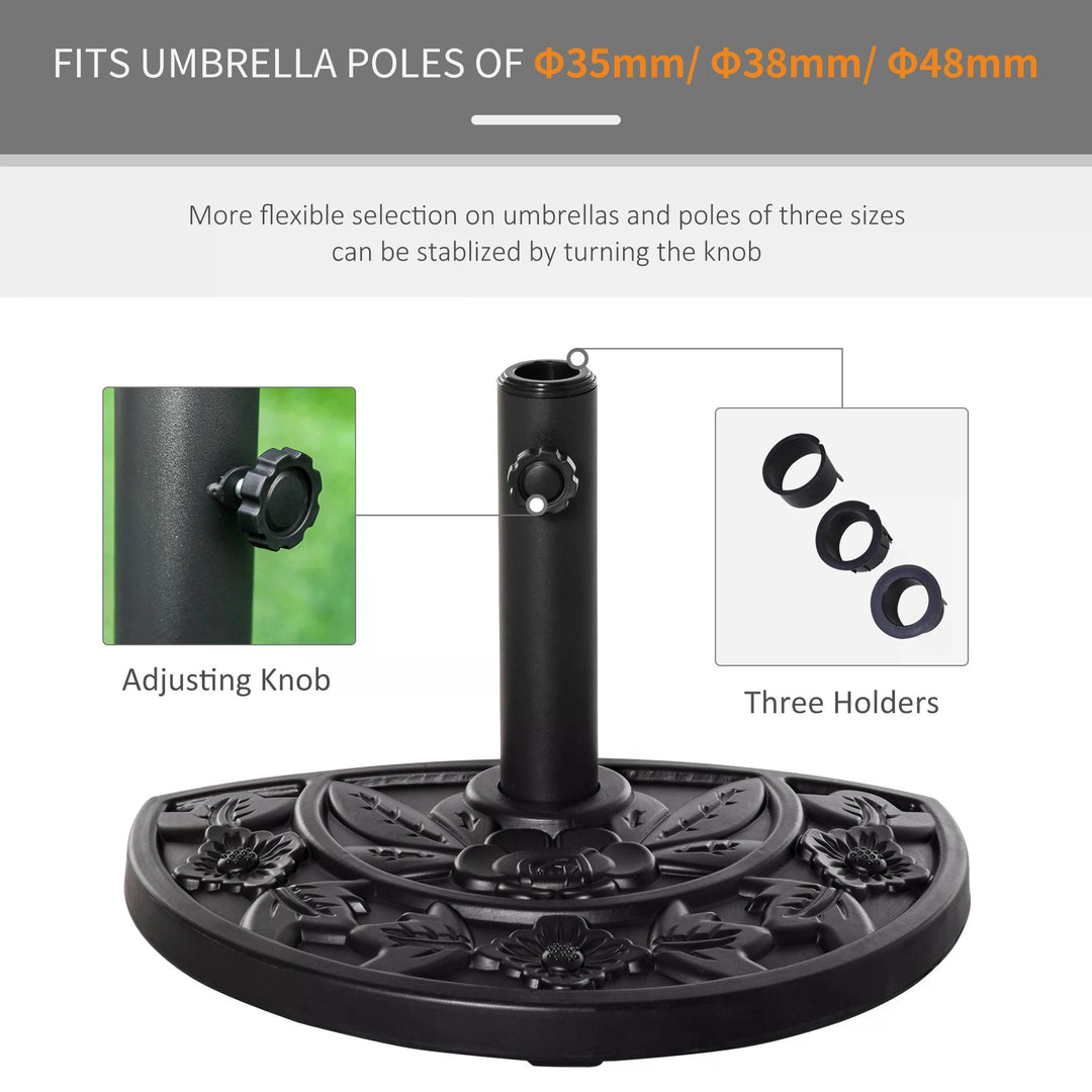 Half Round Parasol Base Weighted Umbrella Holder Stand Balcony Black