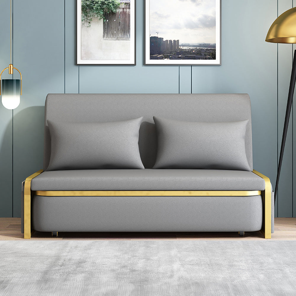 Full Sleeper Sofa Gray Upholstered Convertible Sofa Leath-Aire