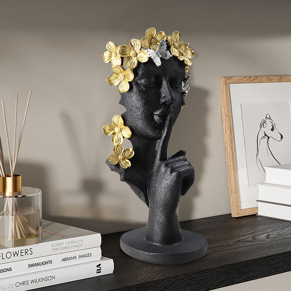 Black & Gold Thinker Sculpture Statue Resin Romantic Silence Desktop Ornament