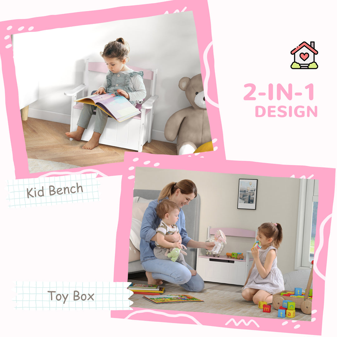 2-in-1 Toy Box for Kids with Lid for Bedroom