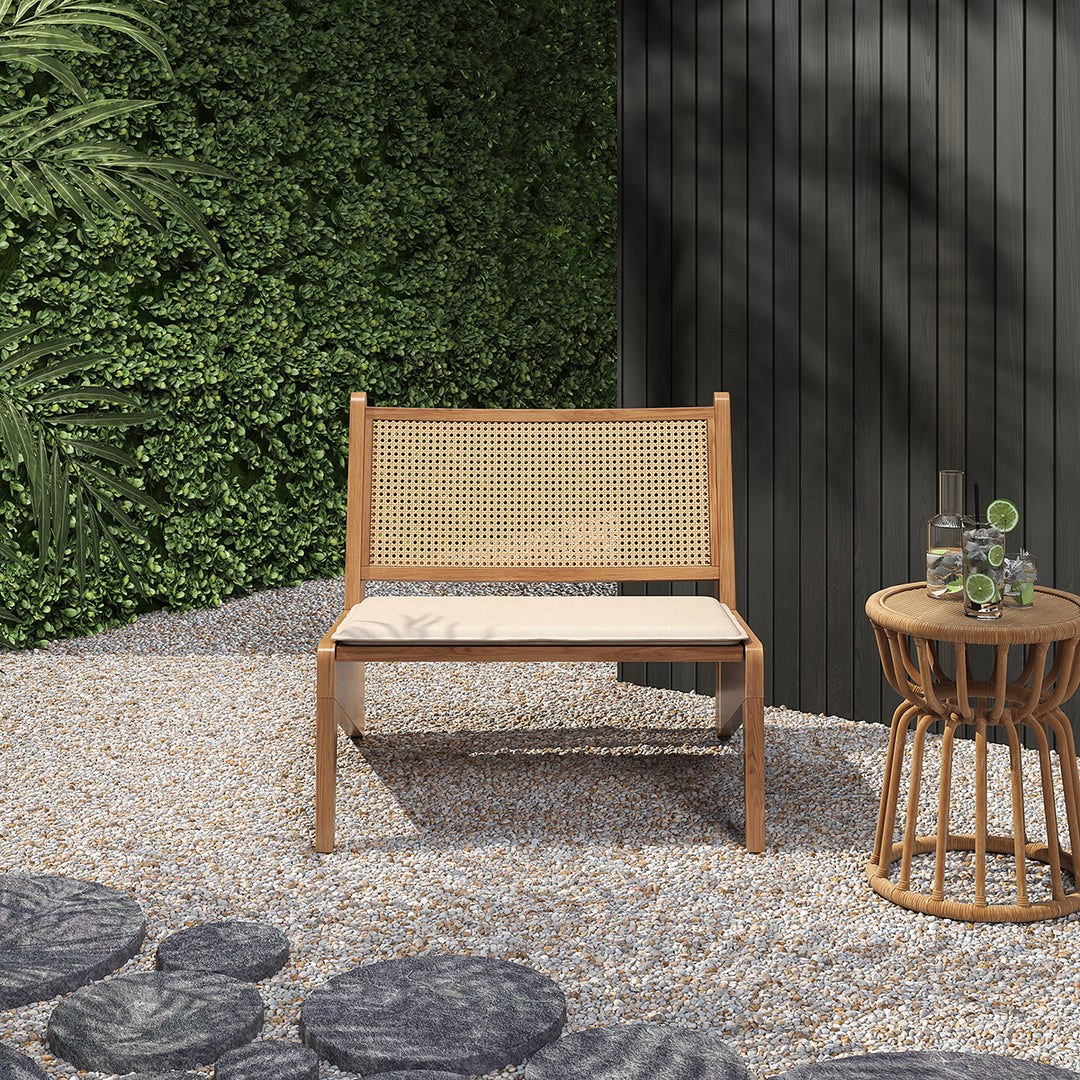 Boho Style Outdoor Aluminium Alloy & PE Rattan Patio Chair with Removable Cushion