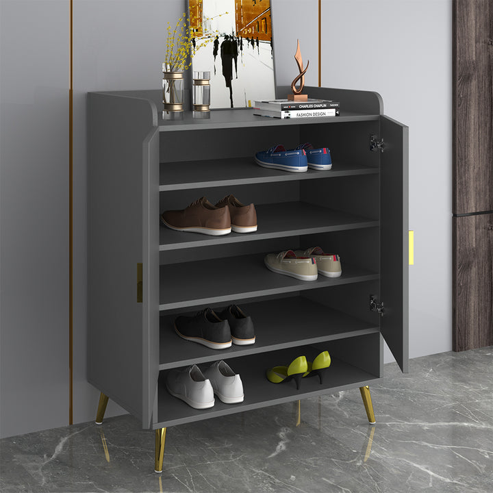 Yellar Nordic Gray Shoe Cabinet 5 Shelves Entryway Shoe Cabinet