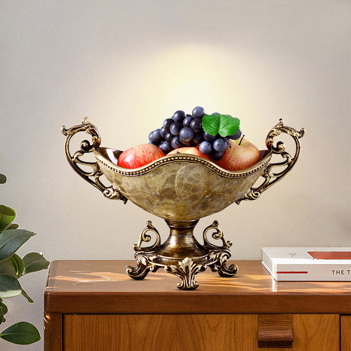 Shellium Brown Fruit Basket Decorative Bowl Resin & Shell Snack Tray