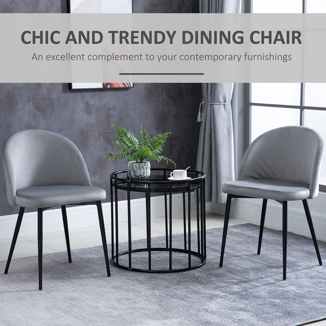 HOMCOM Velvet Dining Chairs Set of 2, Grey