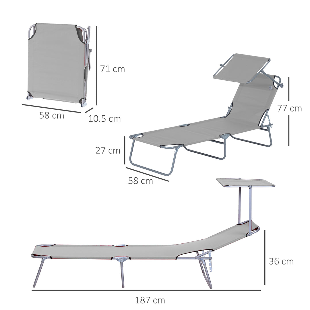 Folding Recliner Chair with Adjustable Back and Sun Shade