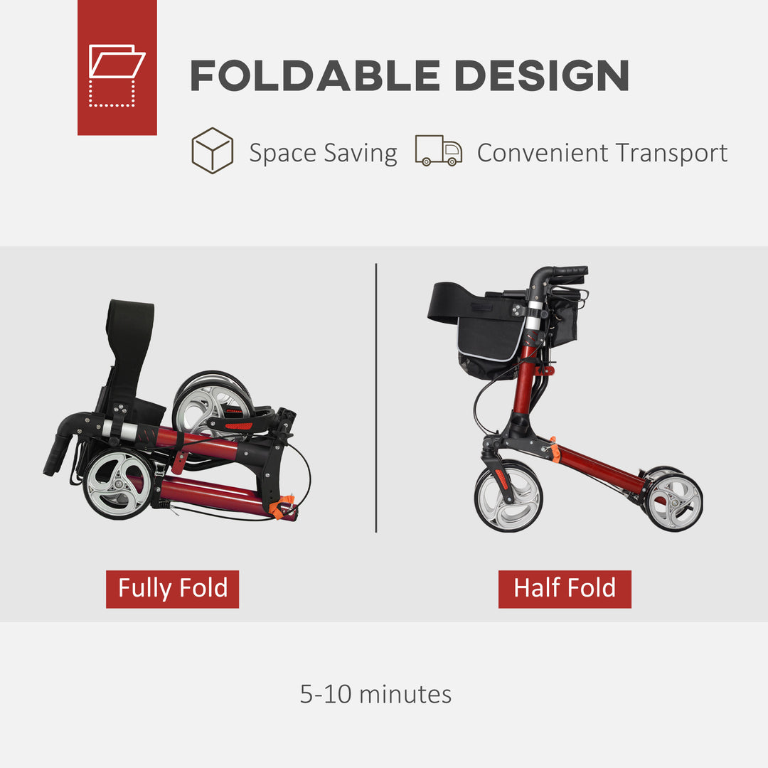 Folding Rollator Walker with Seat and Backrest