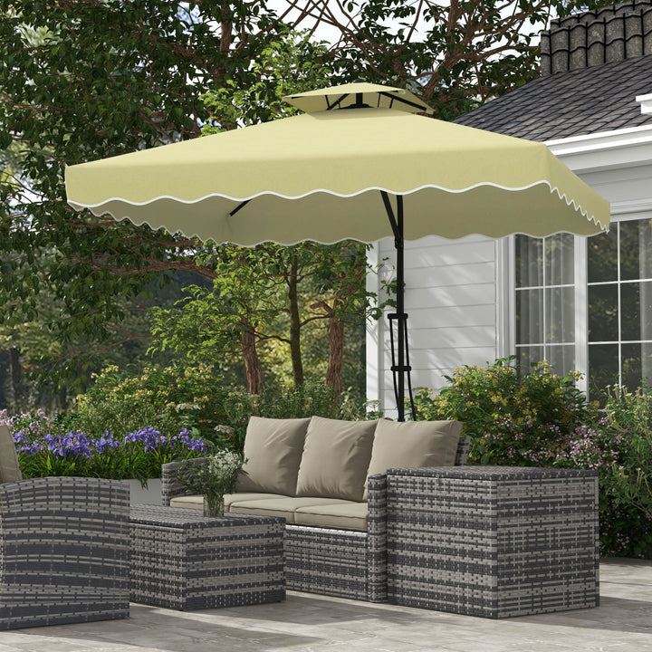 2.5m Square Double Top Garden Parasol Cantilever Umbrella with Ruffles