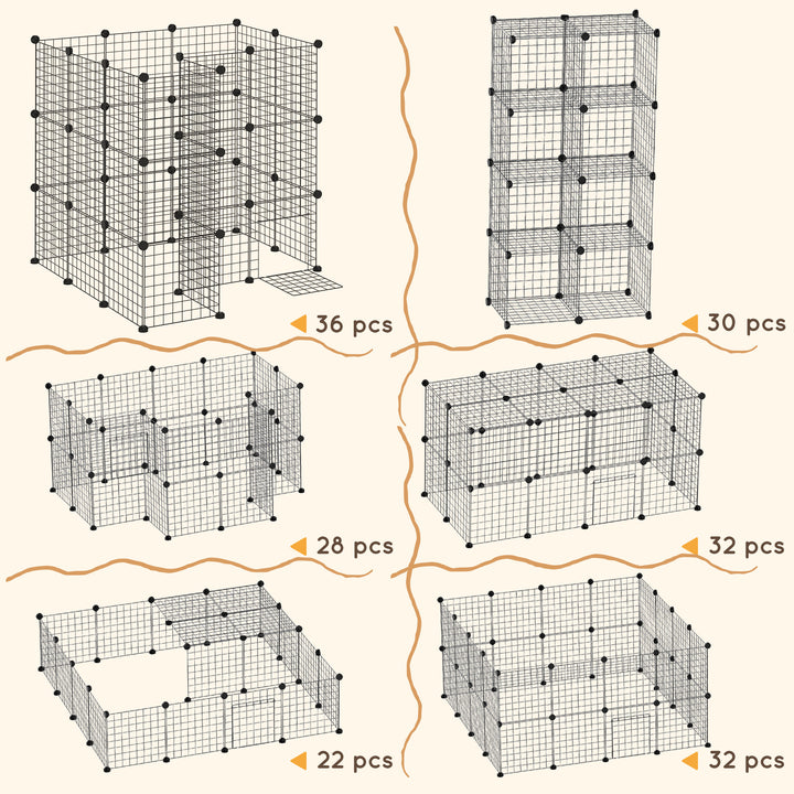 Guinea Pig Playpen Rabbit Playpen Metal Wire Fence Indoor Outdoor Small Animal Cage 36 Panel Enclosure Black