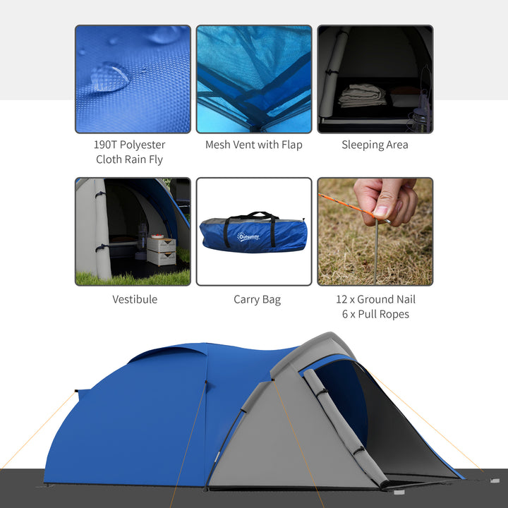 Waterproof 2-Person Dome Camping Tent with Large Viewing Windows