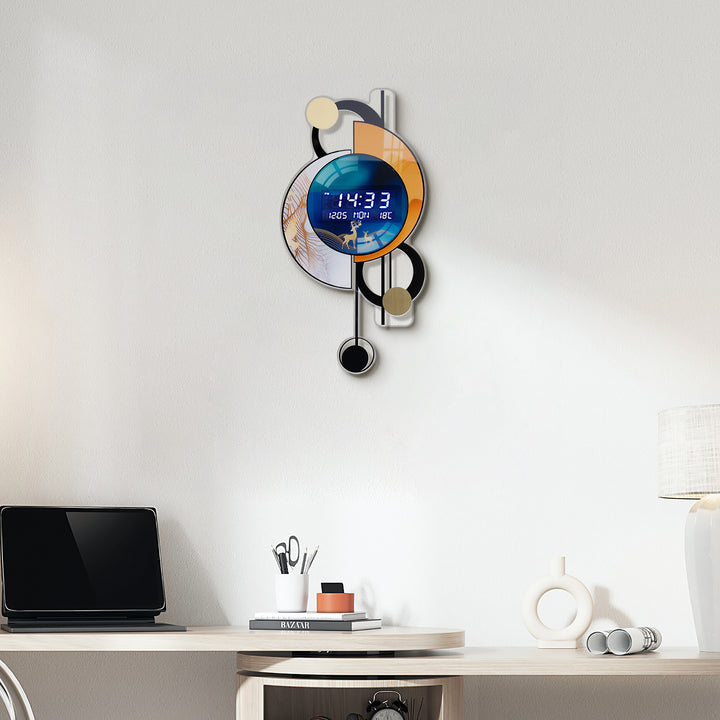 670mm LED Silent Wall Clock Multi-function Display Voice-Activated Wall Clock