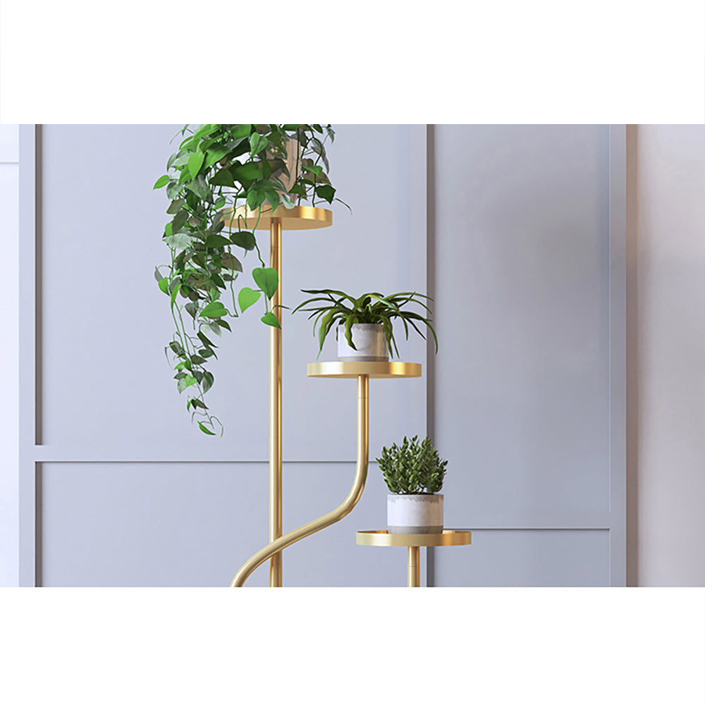 1080mm Tall Metal Plant Stand 3 Tier Modern Corner Ladder Planter in Gold