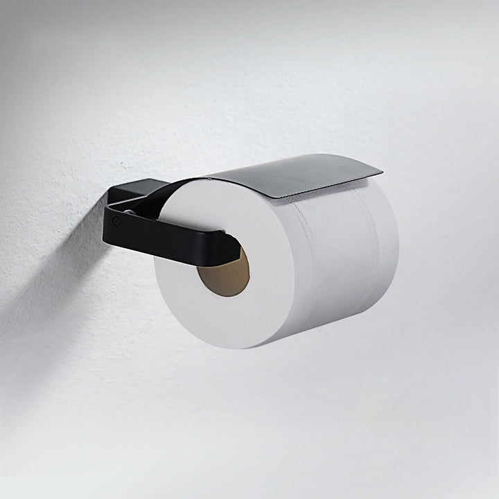 Tierney Contemporary Matte Black Wall Mounted Toilet Paper Holder with Cover