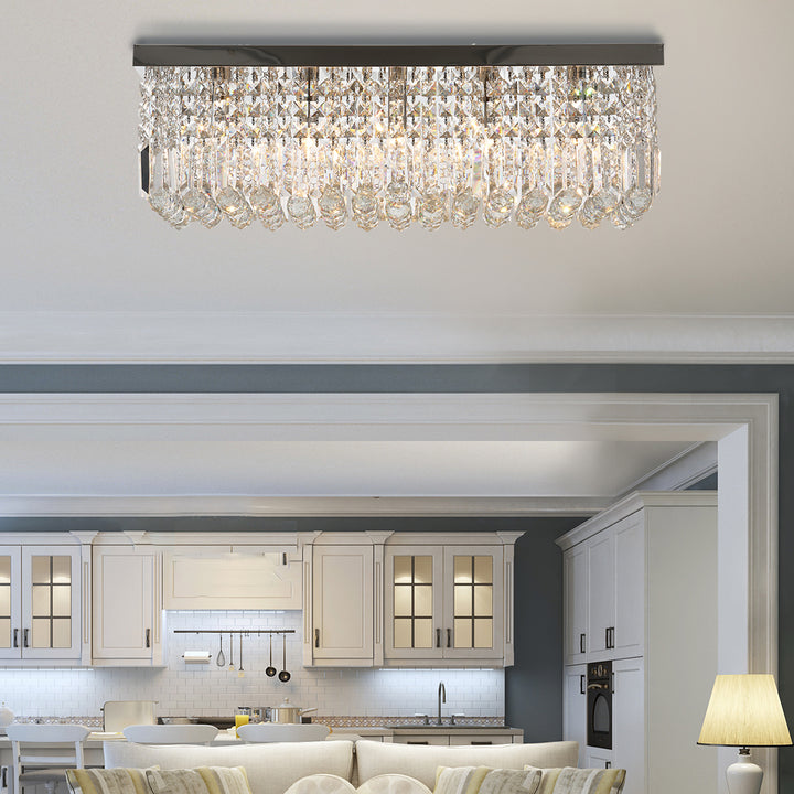 Modern Crystal Ceiling Light Square Crystal Chandelier for Living Room