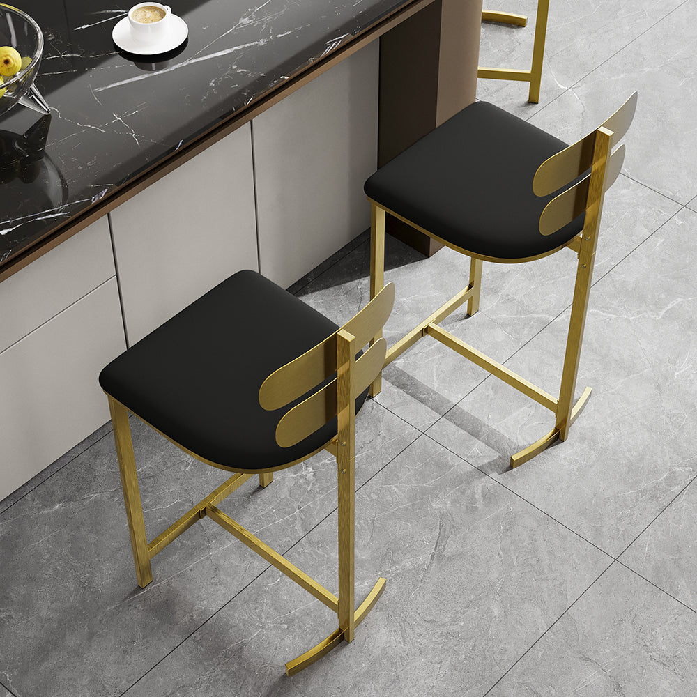 Modern 4-Piece PU Leather Black Counter Stools with Back Breakfast Kitchen Counter Stool