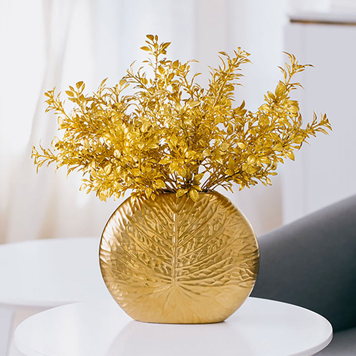 Bronze Gold Luxury Artificial Plants in Vase Creative Ceramic Vase Artificial Plants Set