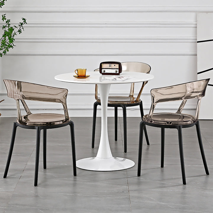 Modern Acrylic Dining Chair in Amber Set of 2 Dining Table Chairs with Arms