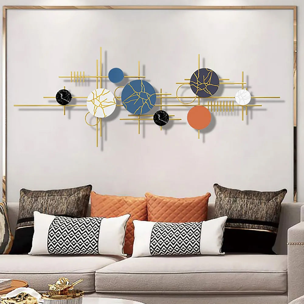 1500mm Modern Geometric Metal Wall Decor in Multi-colour Overlapping Wall Background Art