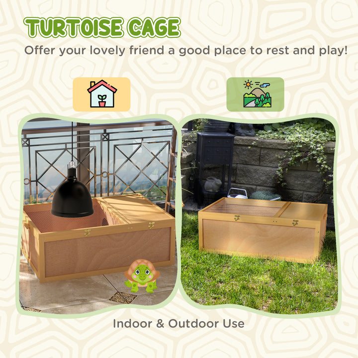 94 cm Wooden Tortoise House Turtle Terrarium/ Small Reptile Enclosure with Two Room Design