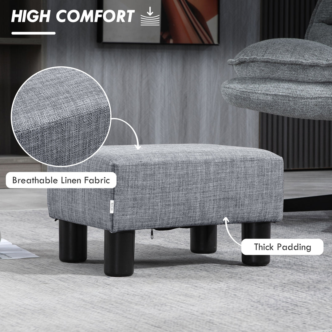 Linen Fabric Footstool Ottoman