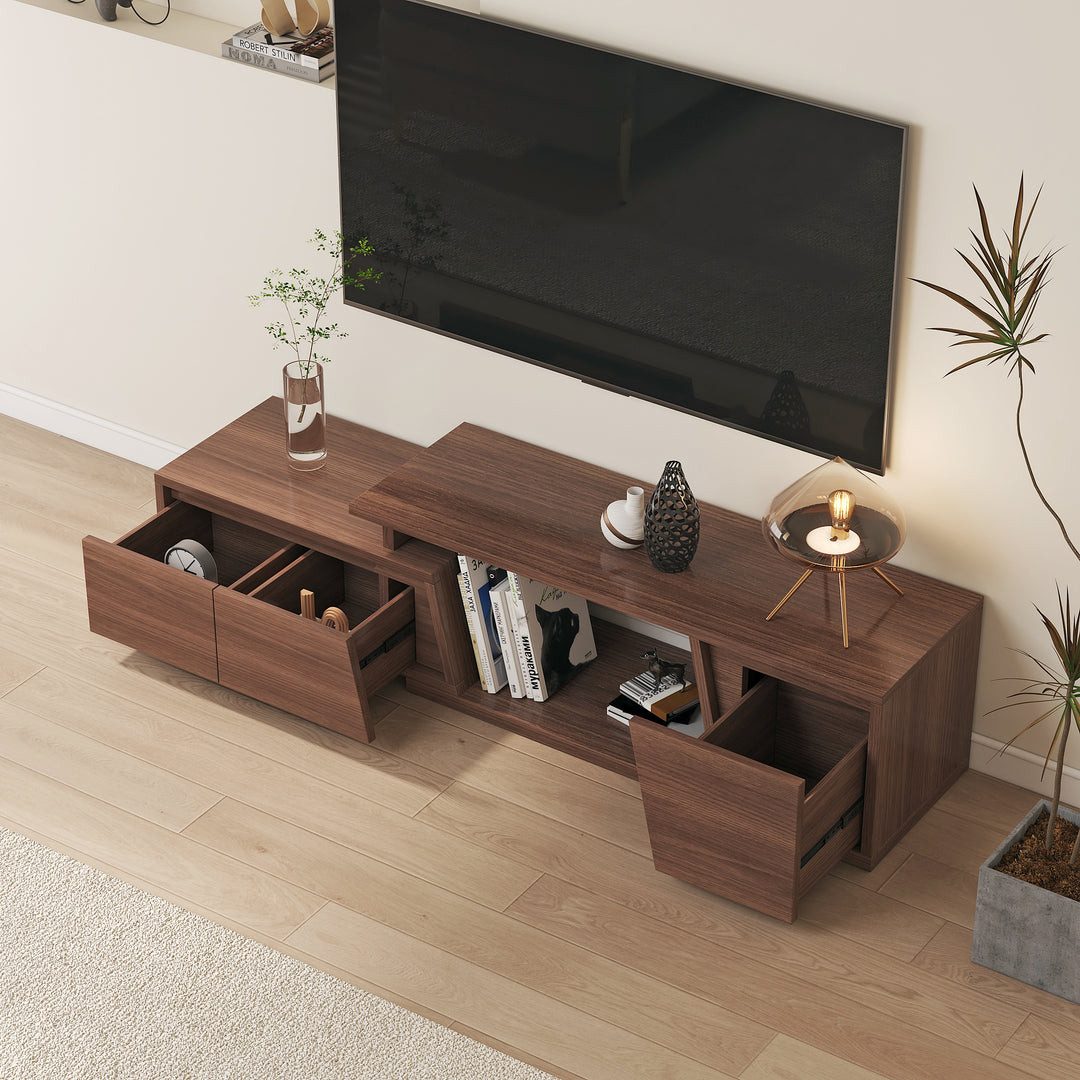 Storage Modern Walnut Wood TV Stand Brown Countryside 1200mm Floor-standing TV Unit with 3 Drawers