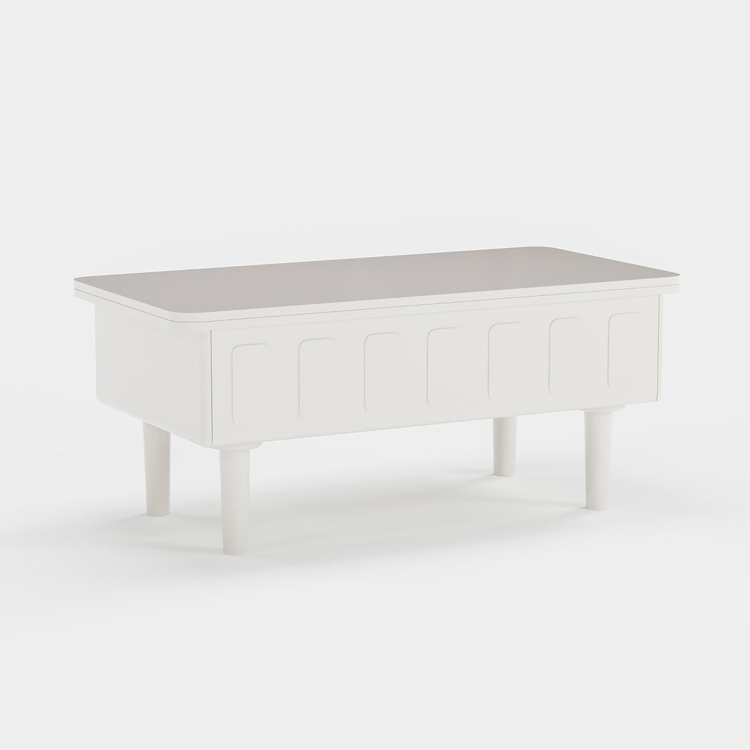 Lift Top White Coffee Table with Storage Square Modern Cocktail Table