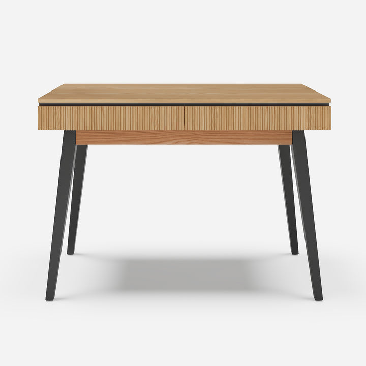 1100mm Natural Modern Desk with 2 Drawers & Tapered Legs