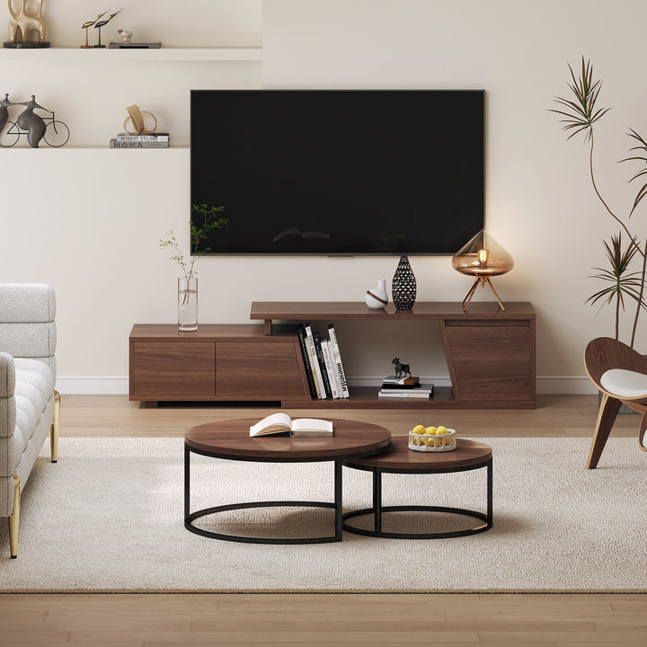 Storage Modern Walnut Wood TV Stand Brown Countryside 1200mm Floor-standing TV Unit with 3 Drawers