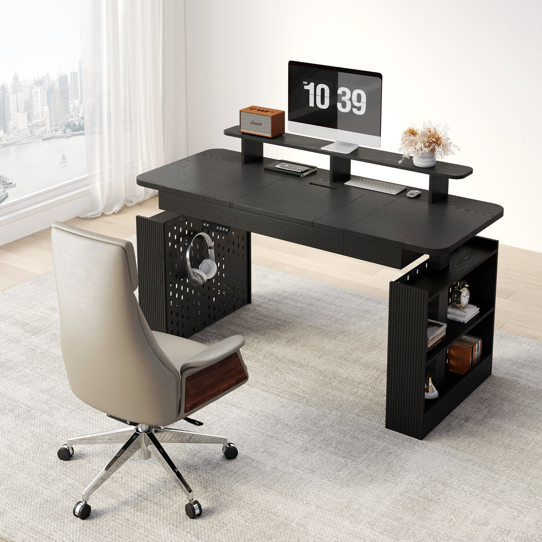 Electric Adjustable Computer Desk Black Office Furniture (1500mm)