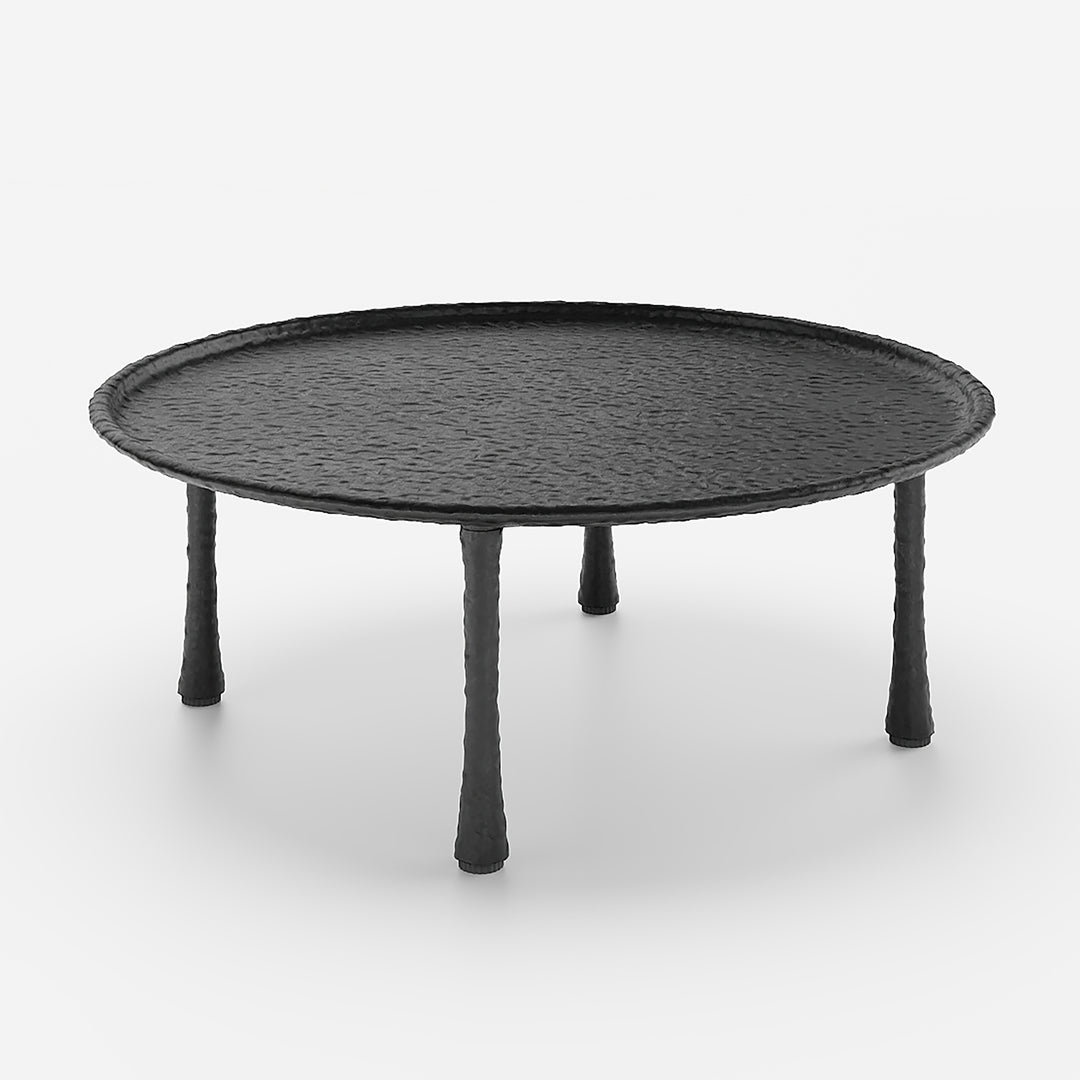 Round Aluminium Alloy Black Metal Nesting Coffee Table Set