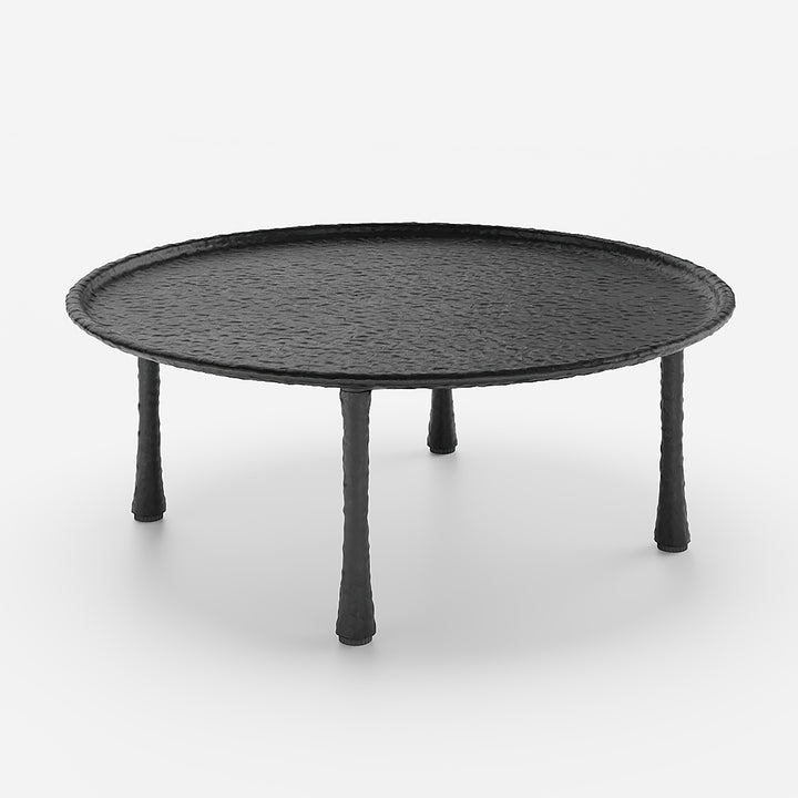 Round Aluminium Alloy Black Metal Nesting Coffee Table Set