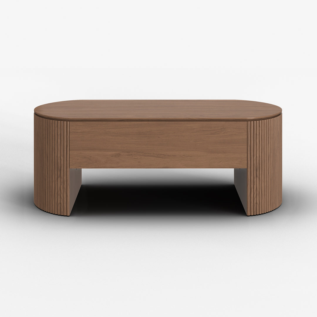 Walnut Oval Lift Top Mid-Century Modern Coffee Table