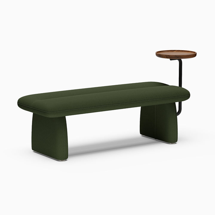 1370mm Modern Green & Teak Entryway Bench Upholstered Bench with Tray