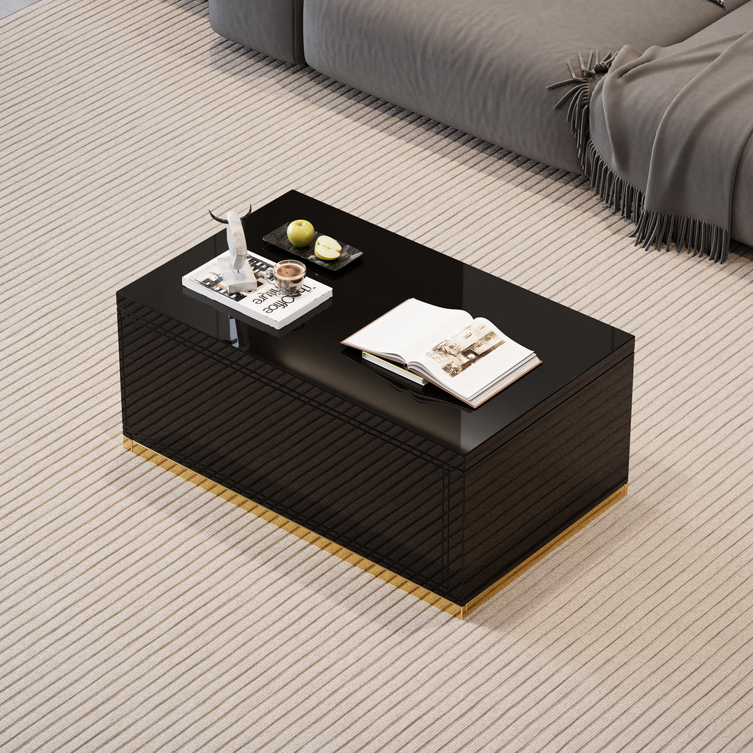 Mordelle 1000mm Rectangle Wood Extendable Black Coffee Table