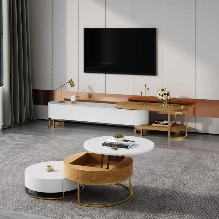 Nesnesis Extendable TV Stand & Lift-top Coffee Table Set