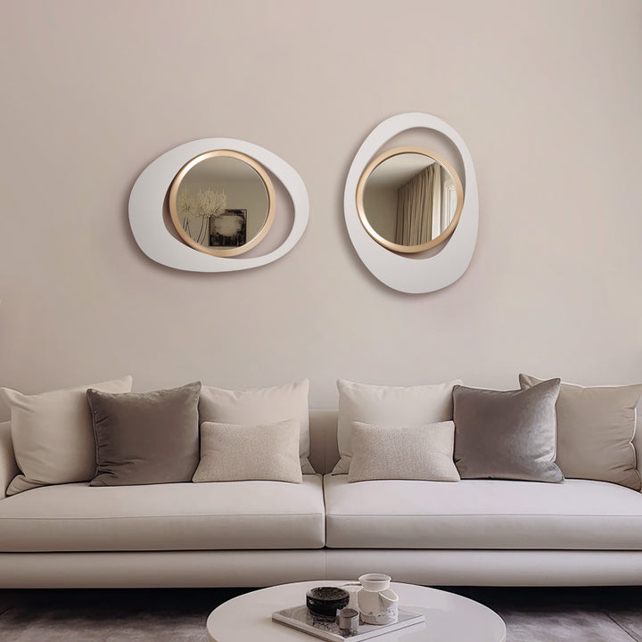 Modern White & Gold Abstract Geometry Wall Mirror Decor Living Room Bedroom