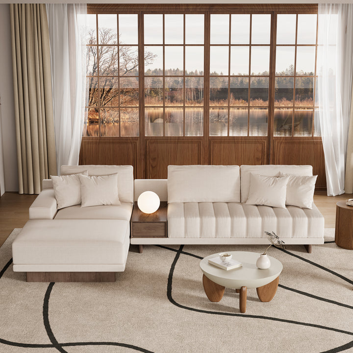 Modular Fabric Sectional Sofa Set with Concrete Coffee Table