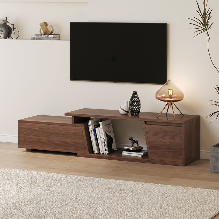 Storage Modern Walnut Wood TV Stand Brown Countryside 1200mm Floor-standing TV Unit with 3 Drawers