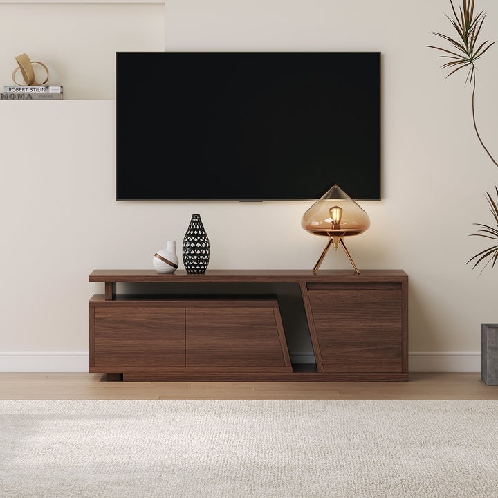 Storage Modern Walnut Wood TV Stand Brown Countryside 1200mm Floor-standing TV Unit with 3 Drawers