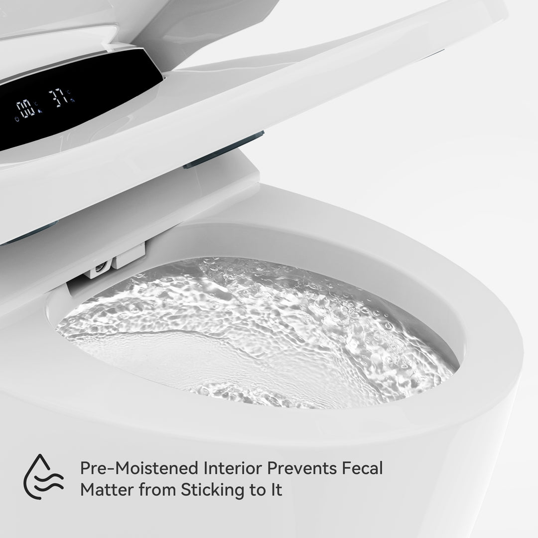 Automatic Smart Bidet Toilet with Auto Open/Close Lid White Horizontal Outlet Horizontal